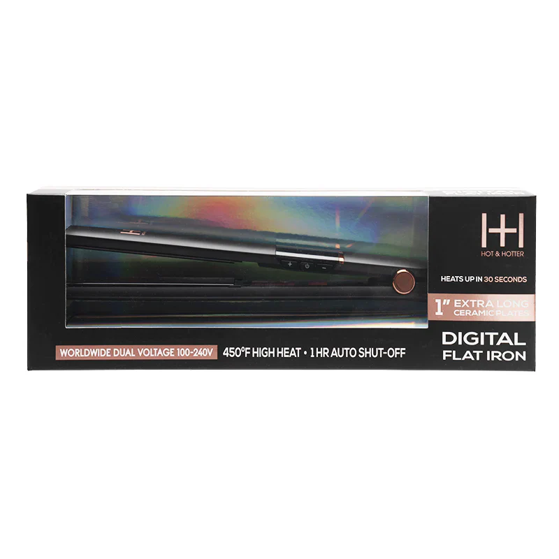 Hot & Hotter Extra Long Ceramic Plate Digital Flat Iron 1" #5897