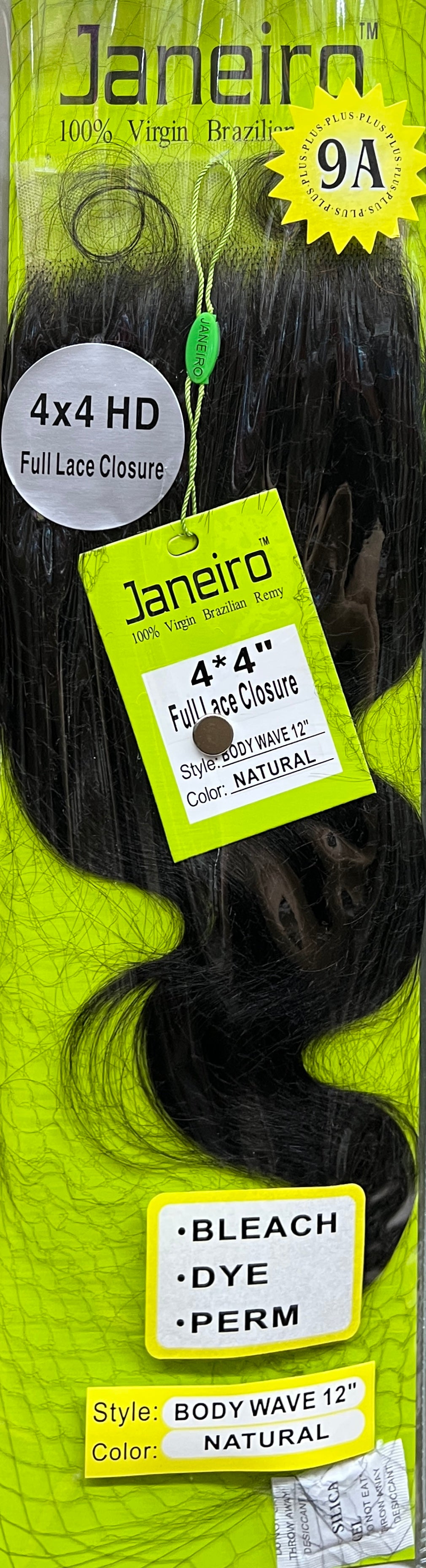 Janeiro 100% Brazilian Virgin Remy 4x4 HD Full Lace Closure 12" - Body Wave