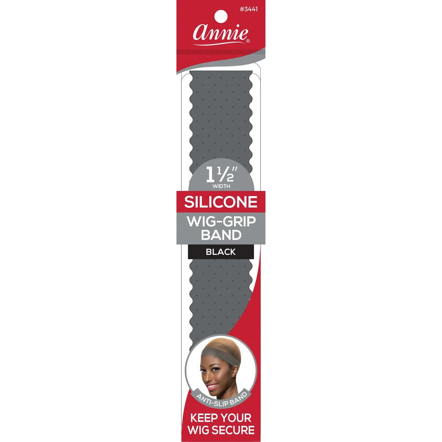 Annie Silicone Wig-Grip Band 1 1/2" Translucent Black #3441
