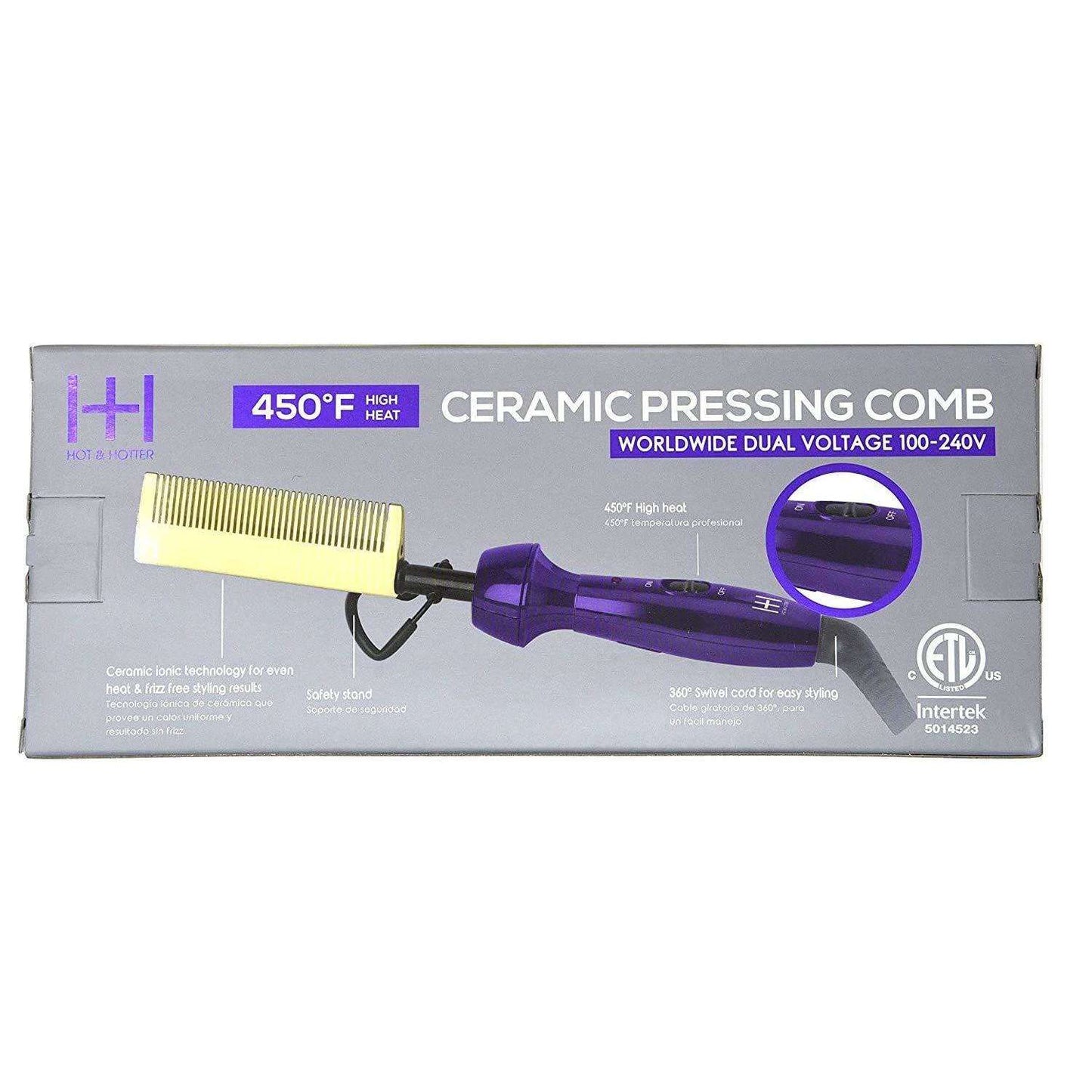 Annie Hot & Hotter Ceramic Electrical Pressing Comb Purple & Gold #5955