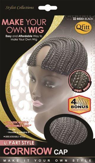Qfitt U-Part Style Cornrow Cap #5023 Black