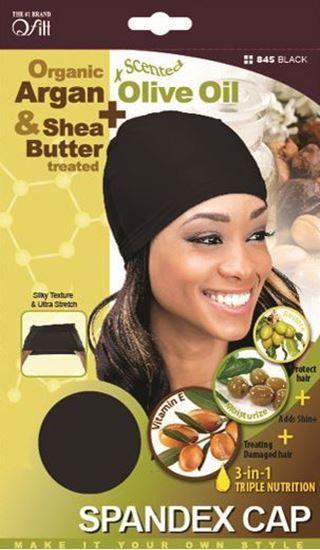 Qfitt Organic Argan & Shea Butter + Olive Oil Spandex Cap #845 Black