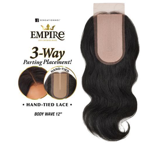 Sensationnel Human Hair Weave Empire 3-Way Parting Lace Closure Body Wave 12"