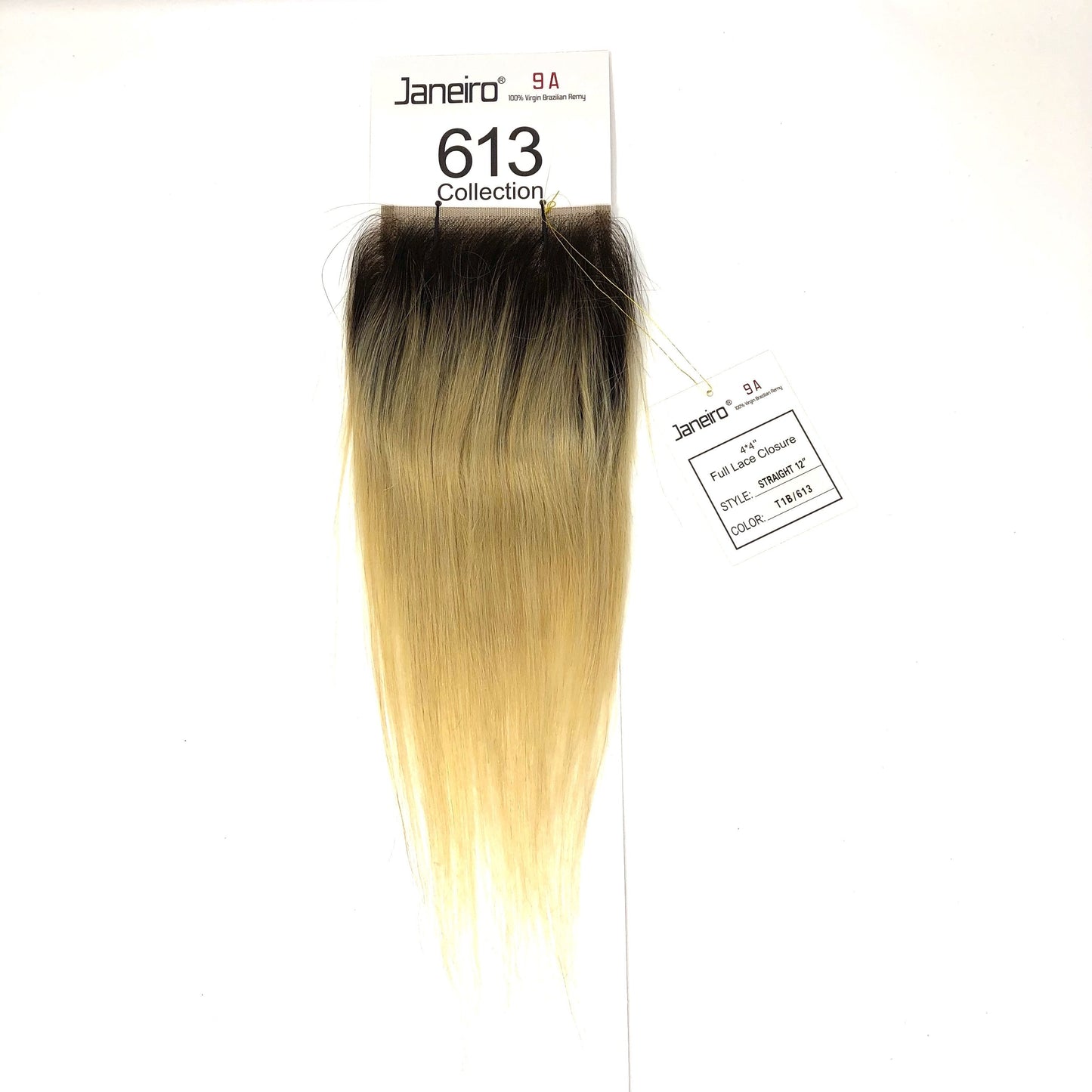 Janeiro 9A 100% Virgin Brazilian Remy 613 Collection - T1B/613 Straight 4x4 Closure