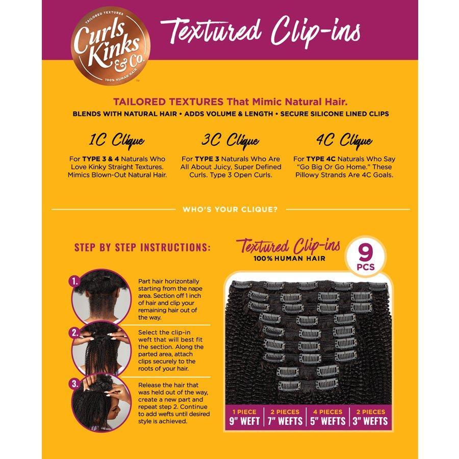 Sensationnel Curls Kinks & Co 100% Human Hair Clip On 9 Pcs - HH 1C CLIQUE