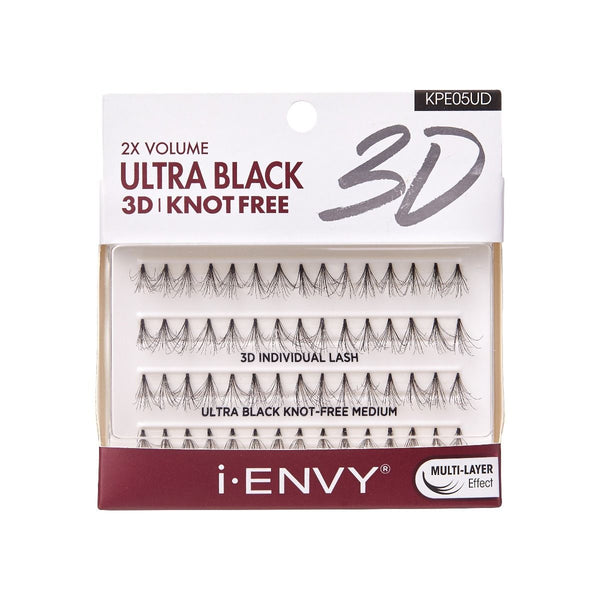 Kiss i•ENVY 2X Volume Ultra Black 3D Knot Free Individual Lash Medium #KPE05UD