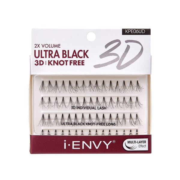 Kiss i•ENVY 2X Volume Ultra Black 3D Knot Free Individual Lash Long #KPE06UD