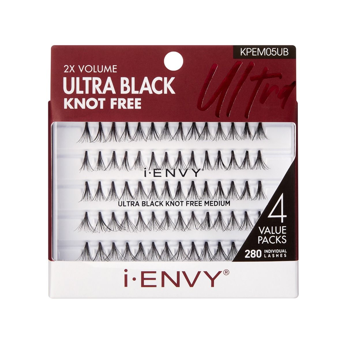 Kiss i•ENVY 2X Volume Ultra Black Knot Free Lash Medium - Multi Pack #KPEM05UB