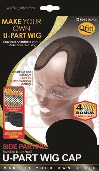 Qfitt Side Parting Invisible Lace Front U-Part Wig Cap #5016 Black