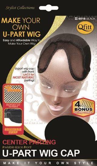 Qfitt Center Parting Invisible Lace Front U-Part Wig Cap #5015 Black