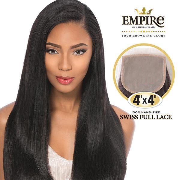 Sensationnel Human Hair Weave Empire 4x4 Swiss Full Lace Closure Yaki 12"