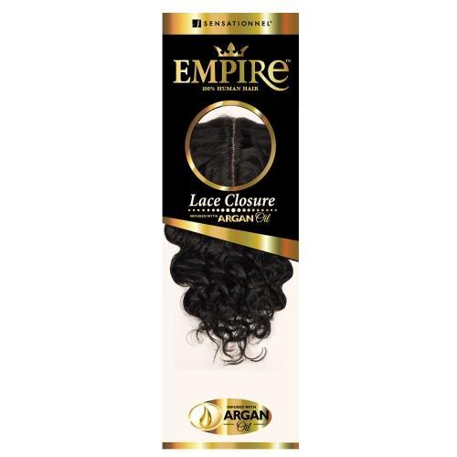 Sensationnel Human Hair Weave Empire 3-Way Parting Lace Closure Deep Wave 12"
