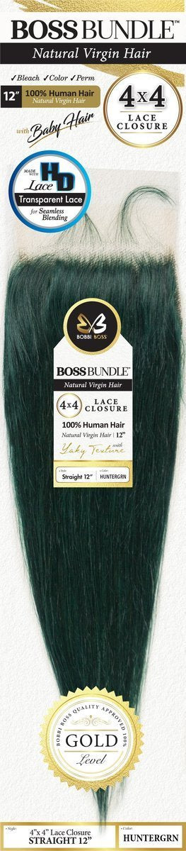 Bobbi Boss BOSS BUNDLE 100% Natural Virgin Hair Closure - Straight 12"
