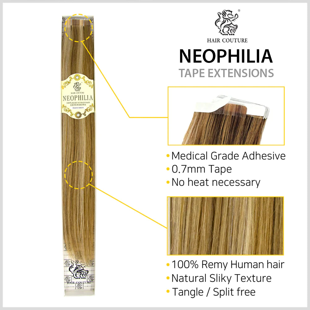 Hair Couture Neophilia 100% Remy Human Hair 12pcs Tape Extensions - Straight