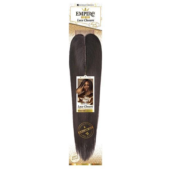 Sensationnel Remy Hair Weave Empire Gold 3-way Part Swiss Lace Closure Yaki 12"